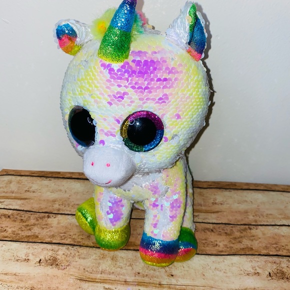 TY Flippables Sequin Plush - PIXY the Unicorn (Medium Size - 10 inch) - Picture 1 of 6
